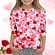 thumbnail image 1 of Blusas y camisas de cuello redondo y manga larga para niños, blusas/camisas de poliéster con estampado de corazones, mangas 3/4 y cuello redondo, elegantes e informales., 1 of 5
