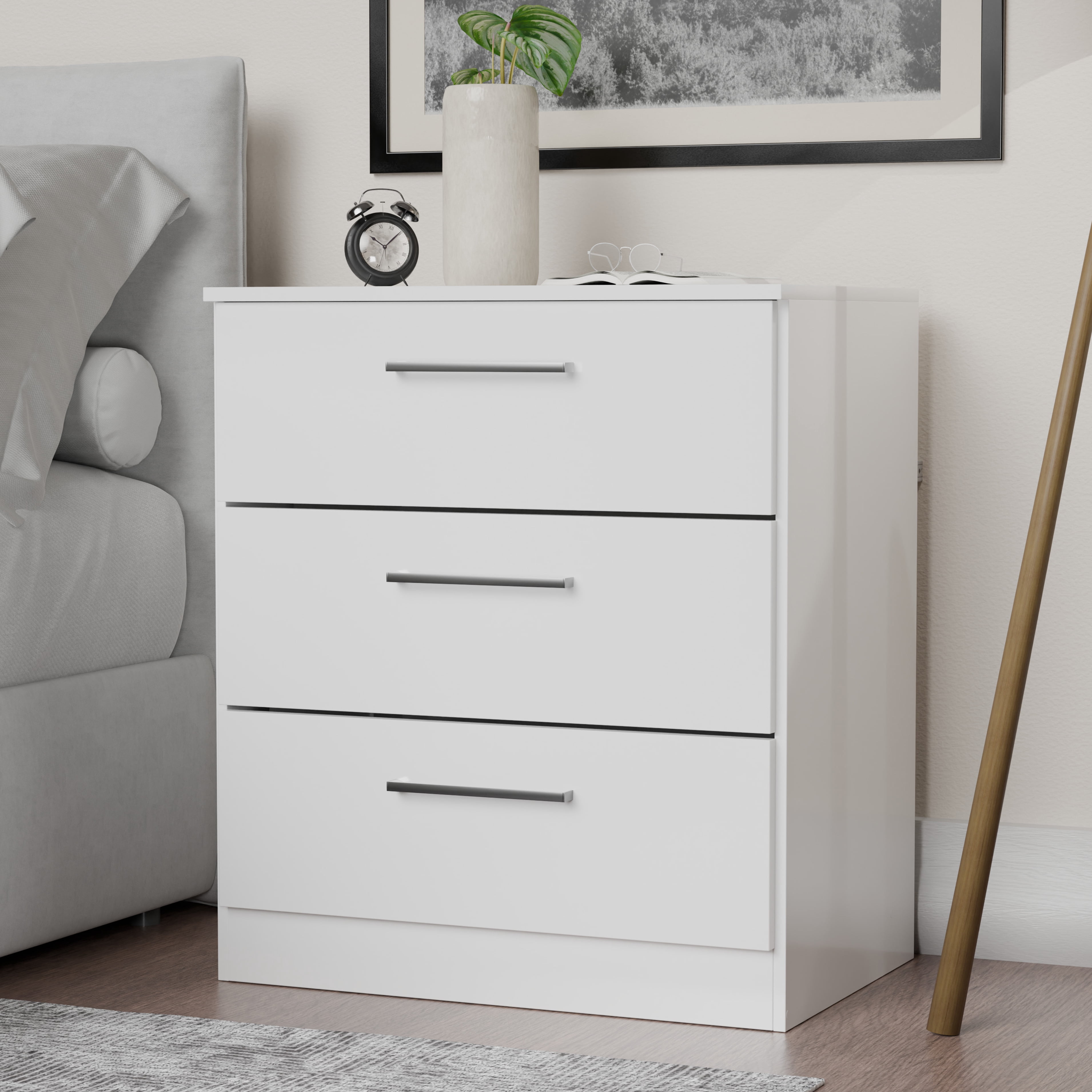 Kappesberg Cambridge 4-Piece White Modern Bedroom Furniture Set with 6-Drawer Dresser, 3-Drawer Chest, and 2 Nightstands - for Adults and Teens