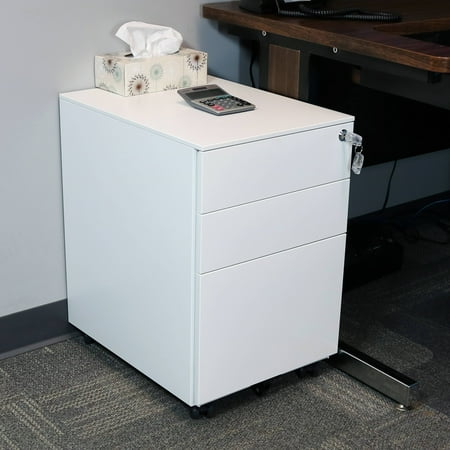 Casl Brands Rolling Mobile File Cabinet Pedestal With Keyed Lock Durable Steel 3 Drawer Under Desk Office Filing Storage System White Casl Brands Rolling Mobile File Cabinet Pedestal With Keyed Lock Durable Steel 3 Drawer Under Desk Office Filing Storage System White