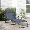 thumbnail image 2 of Outsunny Chaise Longue Pliante d'Extérieur avec Appui-Tête - Lot de 1, Grise, 2 of 10