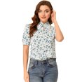 thumbnail image 1 of INSPIRE CHIC Blouse Femme Col Rabattu Col Fendu Manches Bouffantes Chemise en Chiffon, 1 of 6