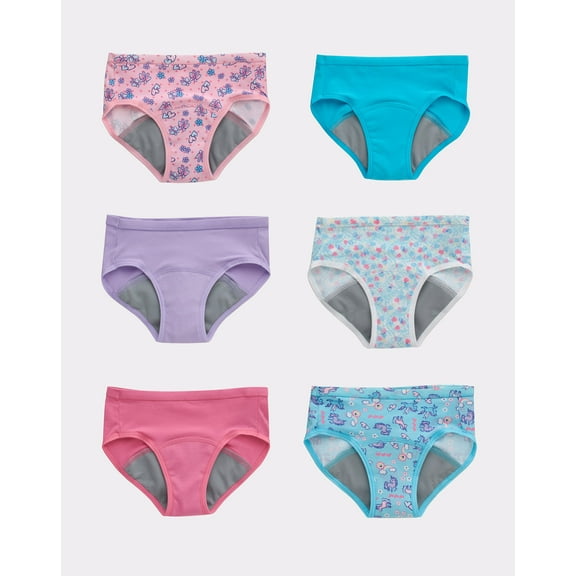 Hanes Toddler Girls' Potty Trainer Brief Underwear, 6-Pack Assorted 4/5