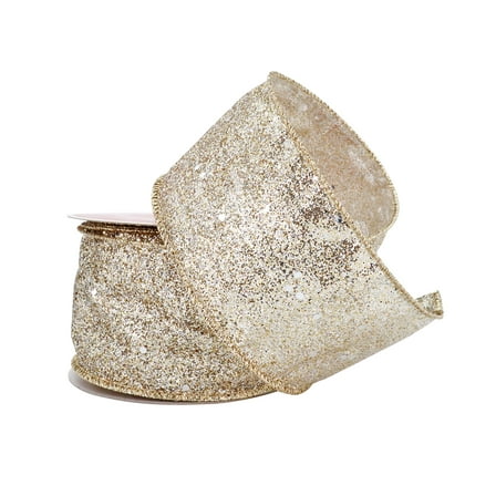 Gold Glitter Wired Ribbon 2.5" x 20ft - Celebrate It