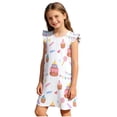 thumbnail image 6 of Afuyipoi ​Girls Sweet Cake Graphic Fashion Dress (5-12 Years) Summer Flutter Sleeve Round Neck Casual Dress for Holiday Outing Watermelon Red 11/12, 6 of 7