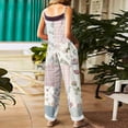 thumbnail image 4 of JULMCOMO Cotton Linen Jumpsuits for Women Floral Print Adjustable Strap Baggy Overalls Sleeveless Vintage Casual Jumpsuits Sky Blue M, 4 of 7