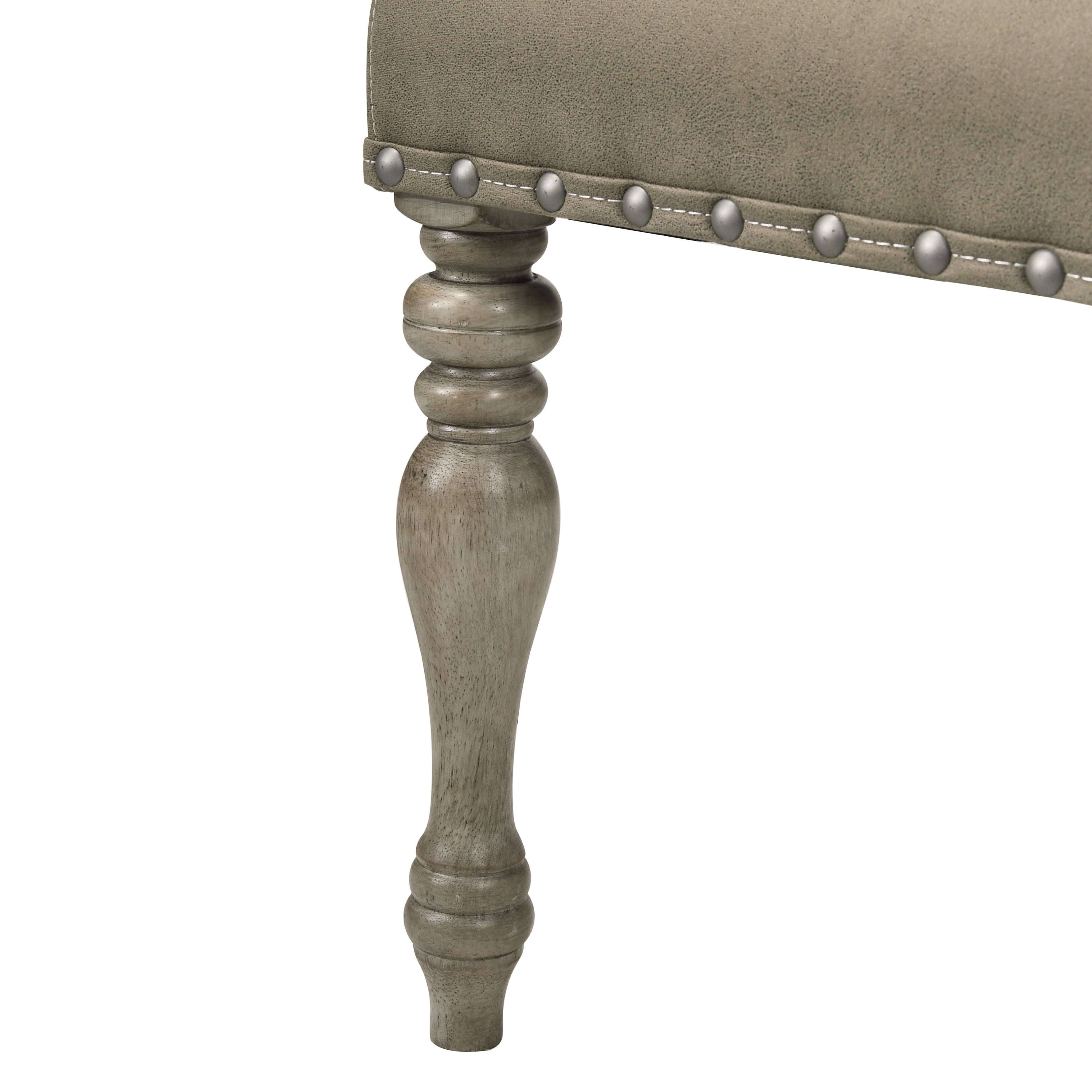 Roundhill Furniture Birmingham Script Printed Finish Dining Chair with Nail Head, Set of 2, Driftwood
