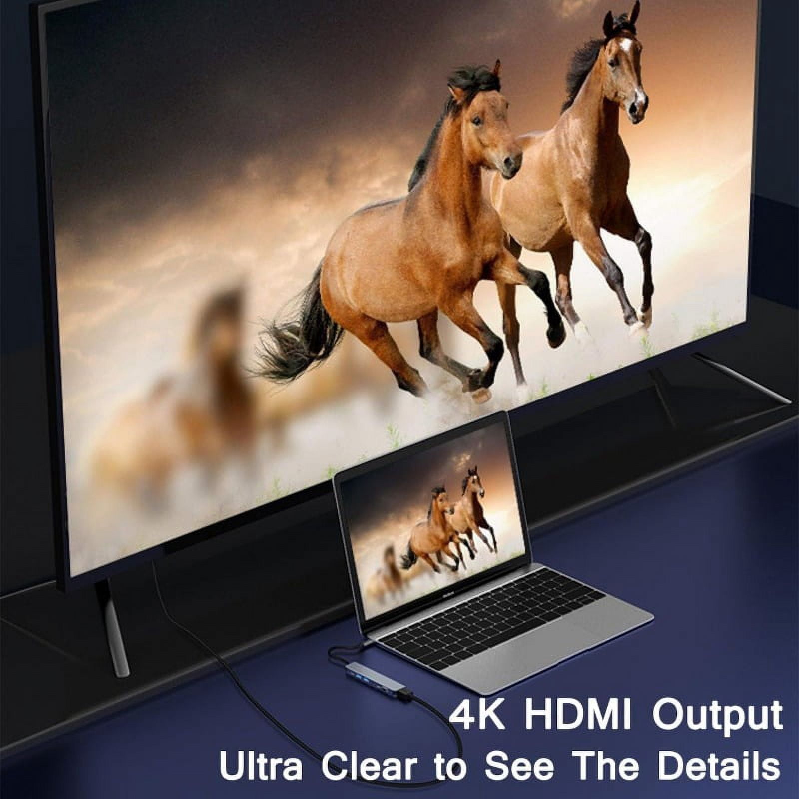 USB C HUB, 7 in 1 USB C Adapter for 4K HD, Dual USB, PD Charging, Data Port Type C, SD/TF Card Reader for MacBook Pro/MacBook Air/iPad Pro/Samsung Galaxy S9 S10/Dell XPS/ChromeBook/HP Laptop ​