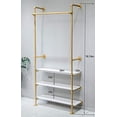 thumbnail image 3 of WGX Design For You Industrial Pipe Clothing Rack Wood Garment Rack Pipeline Vintage Rolling Rack On Wall?Gold?, 3 of 5