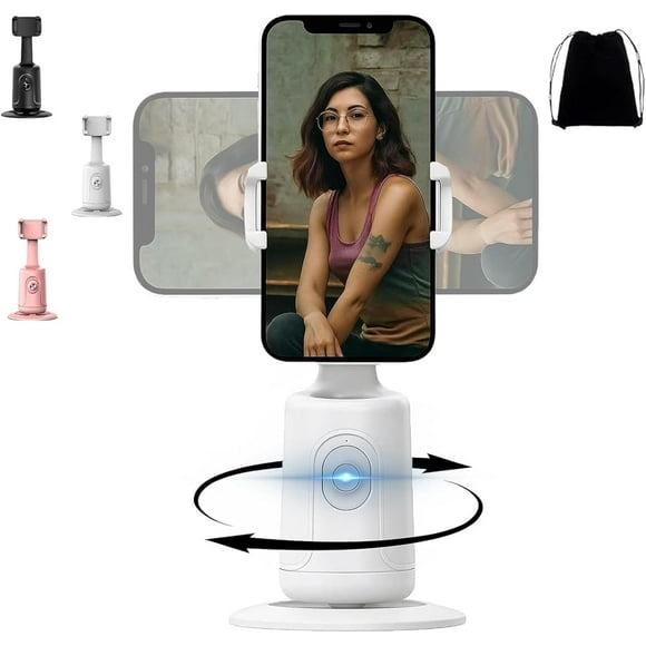 Shoplyhube Smart AI Facial Recognition Phone Tripod, Auto Face Tracking for iPhone Android, 360° Rotation Phone Stand, Rechargeable Smart Shooting Stand (White, Only Smart Tracking Gimbal)
