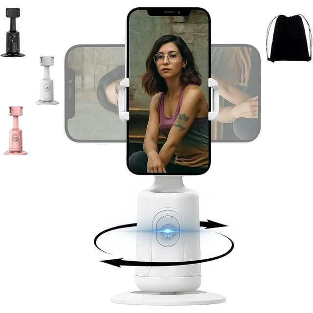 Shoplyhube Smart AI Facial Recognition Phone Tripod, Auto Face Tracking for iPhone Android, 360° Rotation Phone Stand, Rechargeable Smart Shooting Stand (White, Only Smart Tracking Gimbal)