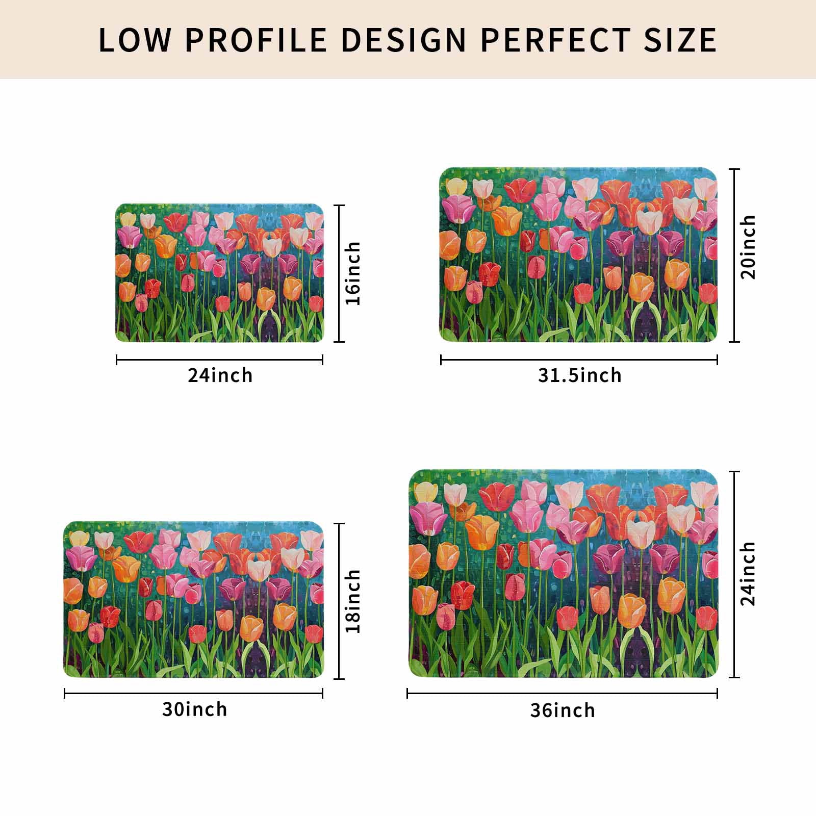 Colorful Spring Floral Doormat Outdoor Entrance 18"x30", Summer Botanical Oil Painting Absorb Moisture Dirt Door Mats, Non-Slip Rubber Backing Floor Mats Indoor, Low-Profile Front Door Rugs
