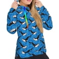 thumbnail image 5 of Yiaed Whale And Sea Print Womens Casual Hoodies Crew Neck Long Sleeve Sweatshirts With Pocket Pullover Tops Women's Hooded Sweatshirt-Large, 5 of 5
