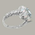 thumbnail image 3 of LBG British Made 18k White Gold Natural Aquamarine & Opal Womens Statement Ring - 33 size options - Size 5, 3 of 8