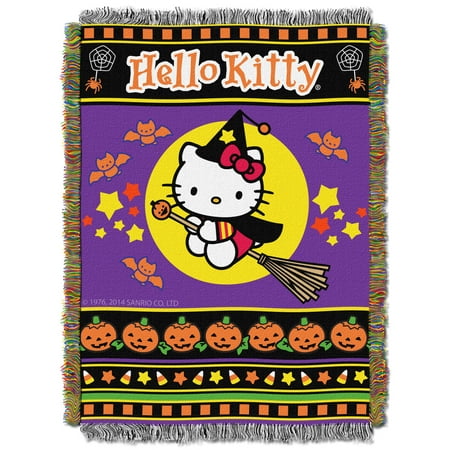 tapestry throw hello kitty halloween witchy woven blanket new 282117