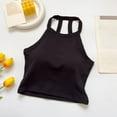 thumbnail image 7 of CFLVAEK Tank Top with Built in Bra for Women Casual Summer Halter Tank Tops Slim Fit Sleeveless Tunic Tops Solid Color Cotton Clothes Black Free Size, 7 of 7