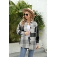 thumbnail image 3 of ONLYSHE Women Shacket Jacket Blouse with Pockets Flannel Plaid Top Shirt Coat Lapel Long Sleeve Tartan Outerwear, 3 of 8