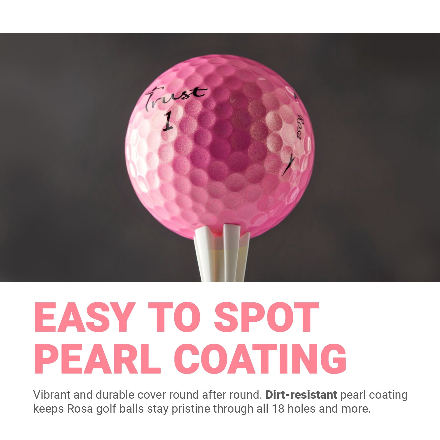 Trust Rosa Golden Pink. Crystal Urethane Cover with Dynamic Core, 3 Piece Golf Ball, Soft Feeling (1 Dozen)