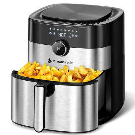 

Air Fryer 6-Quart Large Size Air Fryer with 8 Presets 1750W Electric Air Fryer Dual Control Oil Free Cookware with LED Touch Screen and Non-Stick Basket Dishwasher Available for Quick Frying