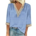 thumbnail image 2 of ZHUGeLI Women's Printed Pullover V-neck Lace T-shirt With 4/3 Sleeves And 3/4 Sleeves Top Up to 50% off Clearance, 2 of 4