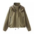 thumbnail image 1 of Nouvelle Mode et Élégance pour Femmes Printemps et Automne 2024 Veste Courte à Capuche Classique Vert Armée TP, 1 of 6