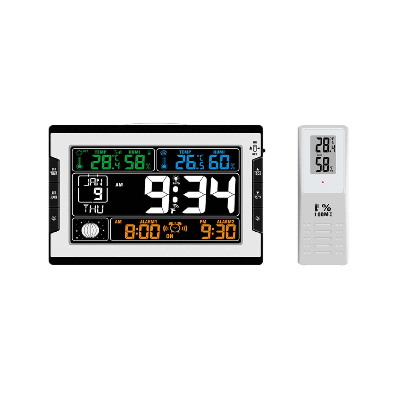 Kkmoon Indoor&Outdoor Temperature Humidity Digital Multifunctional