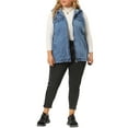 thumbnail image 2 of Agnes Orinda Women's Plus Size Fall Zipper Up Denim Sleeveless Hoodie Jacket, 2 of 7