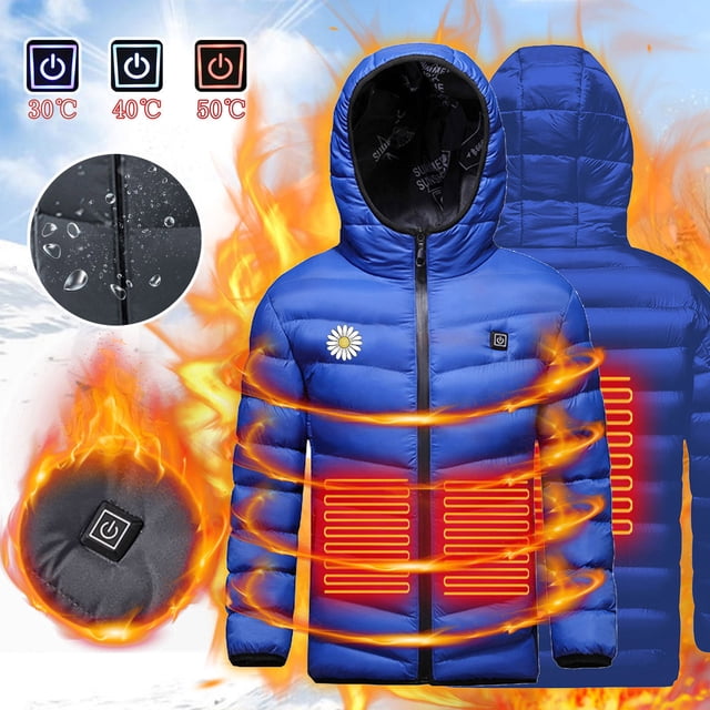 LOVZFMLL Jackets for Girls USB Intelligent Constant Temperature Heated Windproof Plus Size Coat For Kids Winter 3 Heated Jacket Coat 12-13 Years