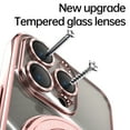 thumbnail image 3 of ELEHOLD Plating Case for iPhone 16 Pro Max,Transparent Clear Back Magnetic Compatible with Mag Safe Charging Foldable Kickstand Shockproof Anti-Yellowing Case for iPhone 16 Pro Max,Rosegold, 3 of 6