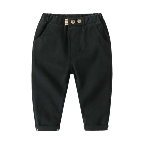 Gibobby Boys Wide Leg Jeans Kids Baggy Elastic Waist Casual Denim Pants with Pockets(Black,5-6 Years)