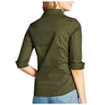 thumbnail image 3 of KOGMO Womens Classic Solid 3/4 Sleeve Button Down Blouse Dress Shirt, 3 of 6