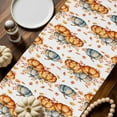 thumbnail image 2 of ERUNPONLY Orange Blue Pumpkin Table Runner - 48 Inch Long Thanksgiving Leaves Botanical Autumn Cotton and Linen Blended Dress Scarves Farmhouse Table Runner for Kitchen Dining, Coffee Table, 13"x48", 2 of 8