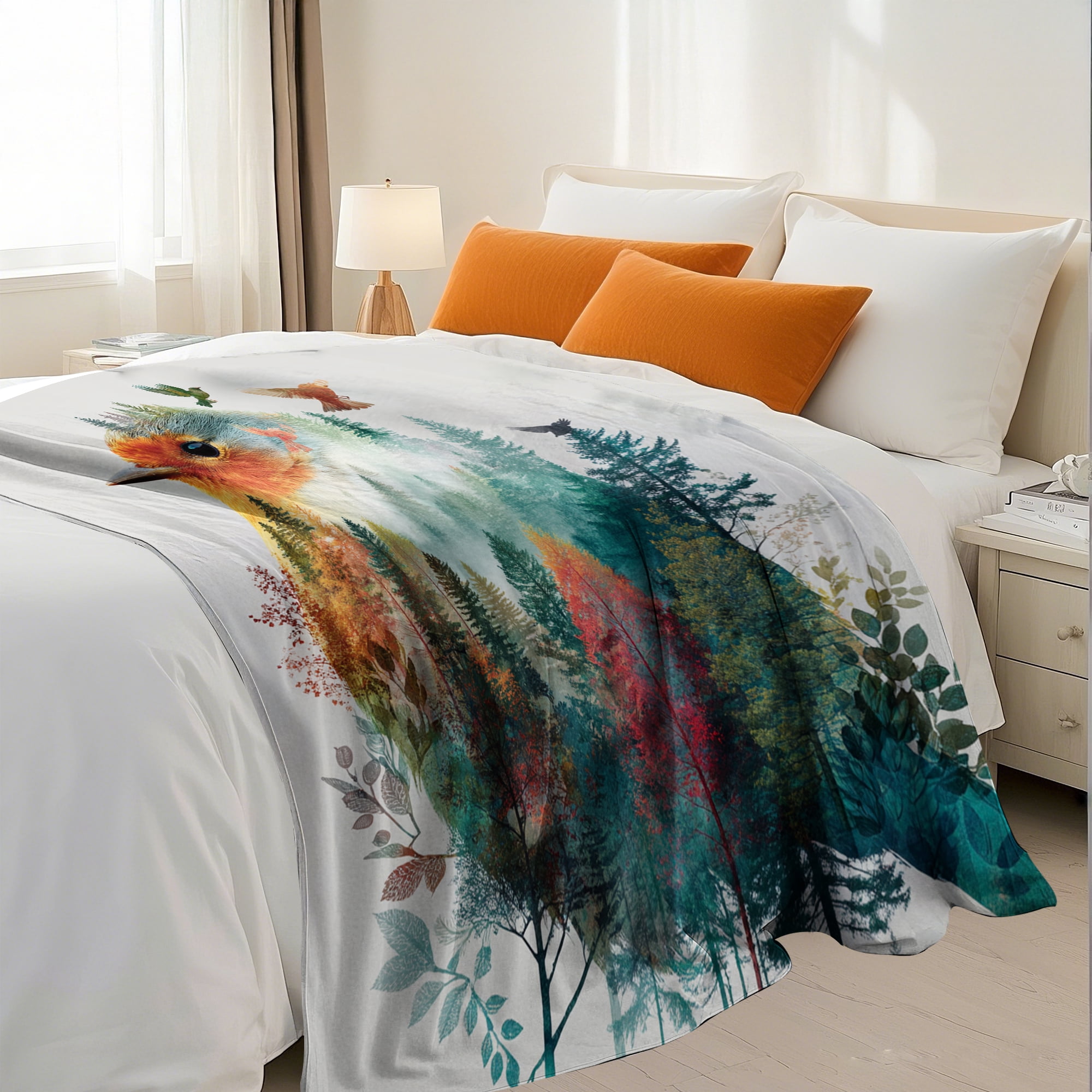 Flannel Fleece Throw Blanket, Soft Large Throw Blanket, Lightweight Cozy Plush Throw Blanket Fit Sofa Bed, 30"x40", Bird