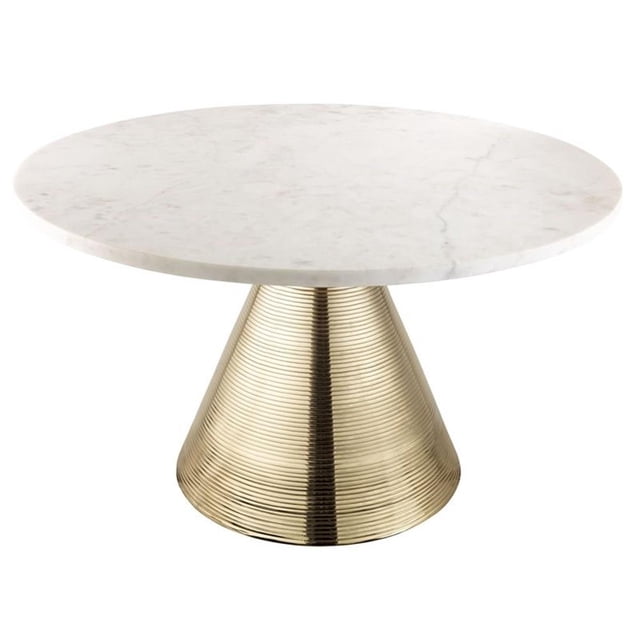TOV Furniture Tempo 17.5"H Transitional Marble Coffee Table in White