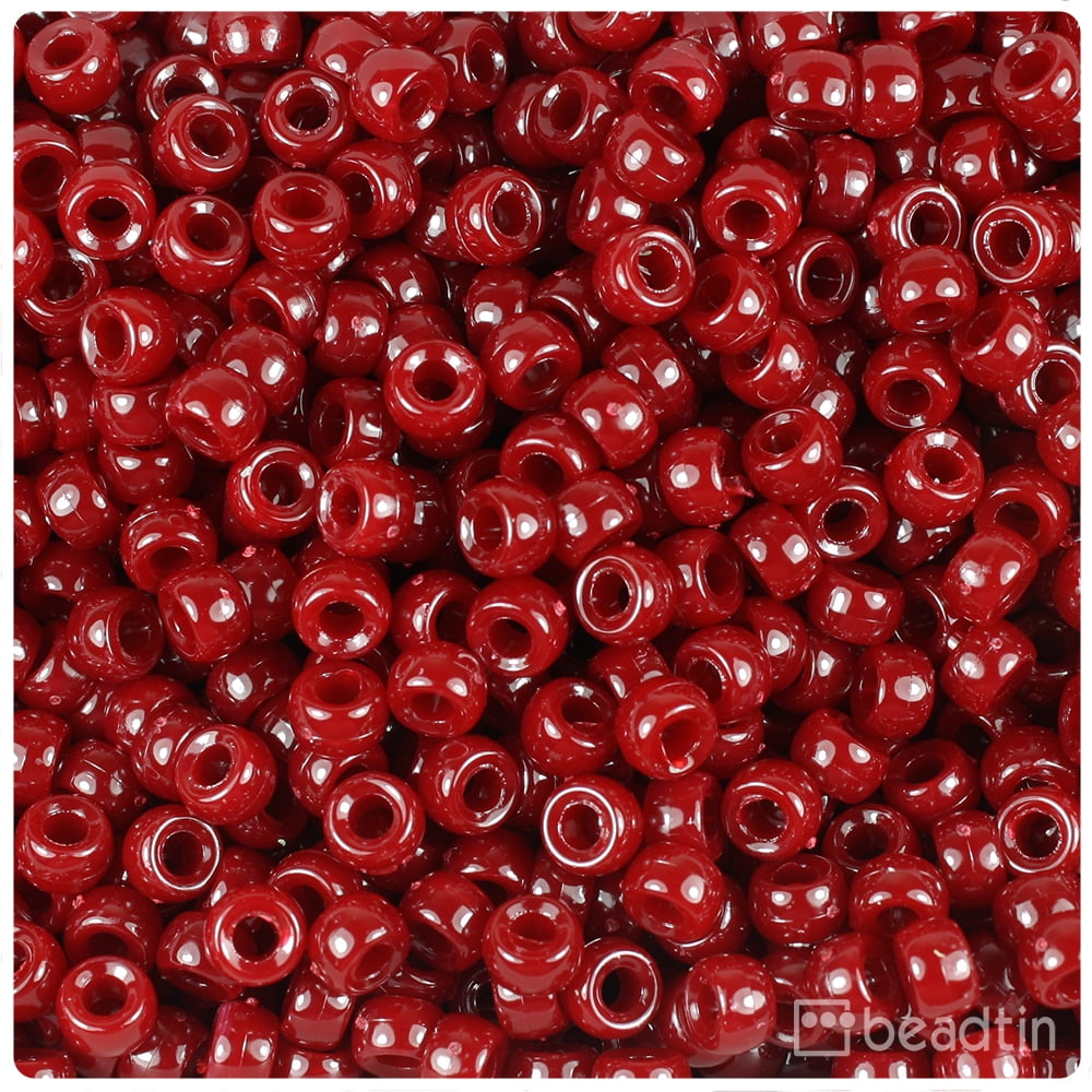 500 Burgundy Red Opaque 9x6mm Barrel Pony Beads USA Made by The Beadery 