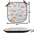thumbnail image 5 of Autumn Chair Seating Cushion Set of 2, Watercolor Look Rain Umbrella Clouds Pastel Colorful Arrangement, Seat Pads for Office with Anti-slip Backing, 16"x16", Pale Sky Blue Pale Pink, by Ambesonne, 5 of 7