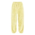thumbnail image 4 of RQYYD Womens Drawstring Fuzzy Fleece Pants Plus Size Winter Warm Thicken Jogger Athletic Sweatpants for Ladies Comfy Soft Plush Pajama Pants Yellow 5XL, 4 of 5