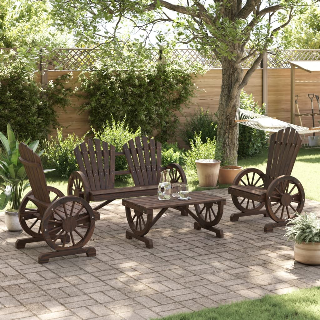 vidaXL Patio Lounge Set Outdoor Garden Seat Furniture 4 Piece Solid Wood Fir