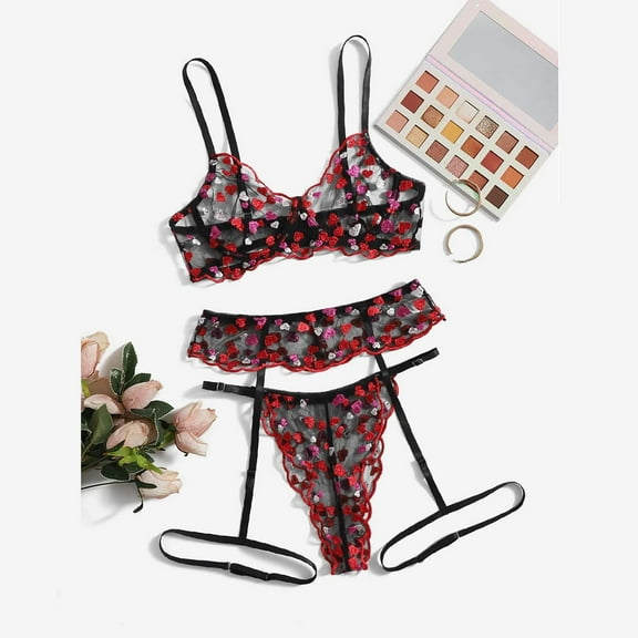 uublik Valentines Lingerie Set for Women Bodysuit Plus Size Sexy Naughty Babydoll Lace