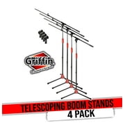 Griffin Telescoping Tripod Microphone Boom Stand with Mic Clip (Pack of 4) - Quality for Studio, Karaoke, Live Performances, Conferences Portable with Collapsible Legs & Removable Arm