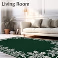 thumbnail image 2 of ODIKA 2'x3' Machine Washable Non-Slip Area Rug, Snowflake Holiday with Festive Pine Branch Motifs High Traffic Rug, Green, 621758, 2 of 7
