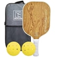 thumbnail image 1 of Pickleball Paddles Set Of 1 + 2 Balls + Bag, Fiberglass Lightweight Rackets, Outdoor Game For Women & Men (Wood Grain), 1 of 5