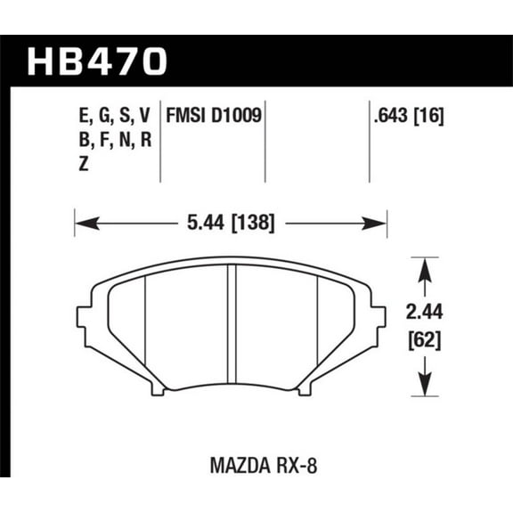 Hawk 08-10 Mazda RX-8 Grand Touring/Sport/Touring / 04-07 RX-8 DTC-60 Race Front Brake Pads Fits select: 2004-2007,2008-2011 MAZDA RX8