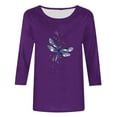thumbnail image 4 of Runfenguu Workout Top For Women Graphic T Shirts Ladies' Easter Day Printed Round Neck Three Quarter Sleeve 3/4 Sleeve T-Shirt Loose, 4 of 5