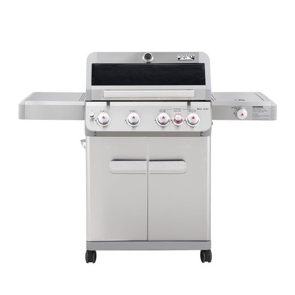 Monument Grills Mesa 4-Burner Stainless Steel Propane Gas Grill with Clear View Lid, Side Burner, LED Controls