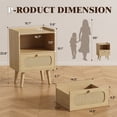 thumbnail image 3 of Gelloan Nightstand Set of 2, Rattan Drawer Bedside Table with Open Storage, Modern Wooden End Table, for Bedroom, Dorm and Small Spaces,Natural, 3 of 7