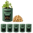 thumbnail image 1 of Nvzi Bolsas de cultivo de papas de 10 galones (paquete de 3), con solapa, de doble capa, transpirables, de tela no tejida para papas, vegetales y tomates. Macetas con asas. Verde oscuro., 1 of 5