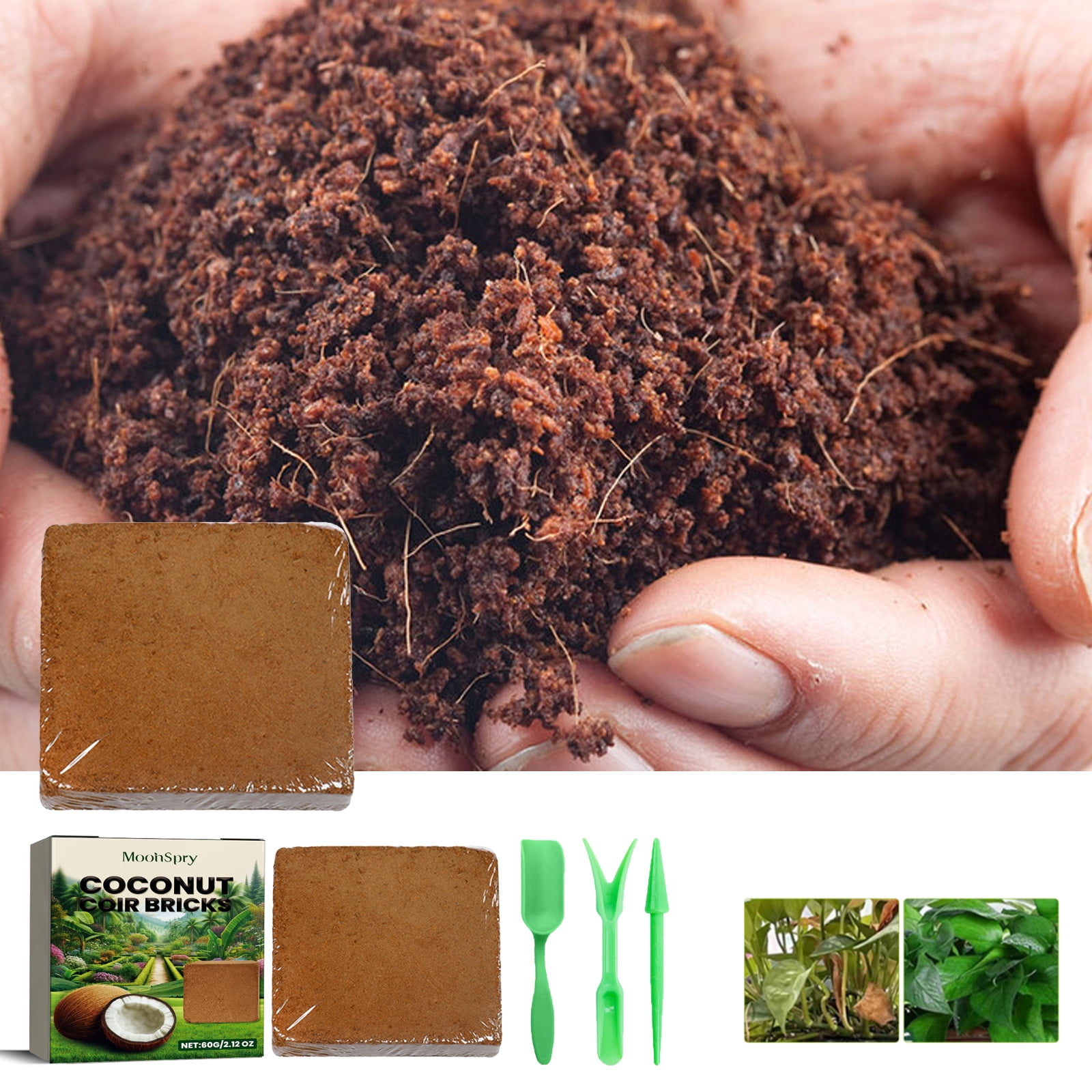 MoonSpry Plant Coconut Coir Brick Set Plant Cultivation Growth Nutrient Soil Potted Grass Flower Fertilizer