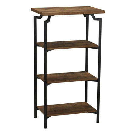 Household Essentials Crown Modern 4-Tier Wood Shelf, Rustic Hickory