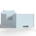 thumbnail image 4 of Bellemave Low Montessori 2-in-1 Beds, Wood Small Floor Bed Frame with Cute Ear Shaped Headboard for Aged 3-6 Years, No Box Spring Needed, Blue, 4 of 7