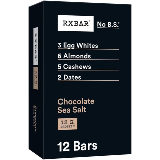 Protein Bars, Protein Snack, Snack Bars, Chocolate Sea Salt, 22oz Box (12 Bars)